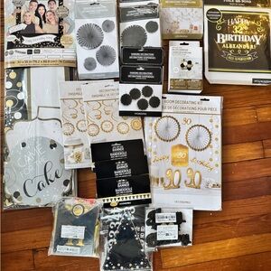 30th Birthday Black and Gold Party Decoration Set